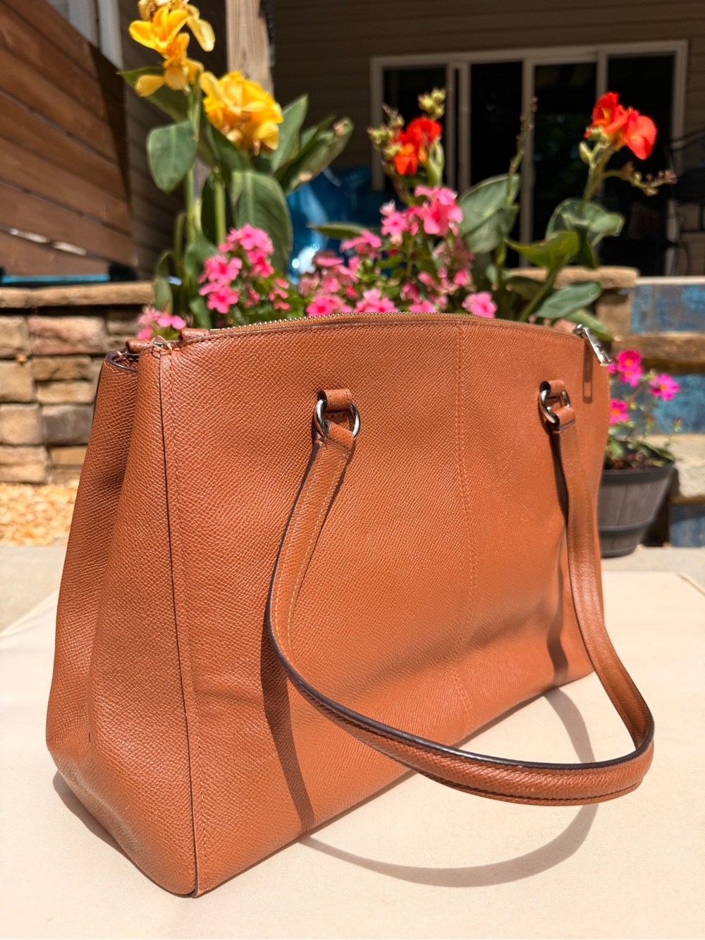 Coach Signature Leather Tote Bag in Saddle Brown 👜 - Picture 2 of 10